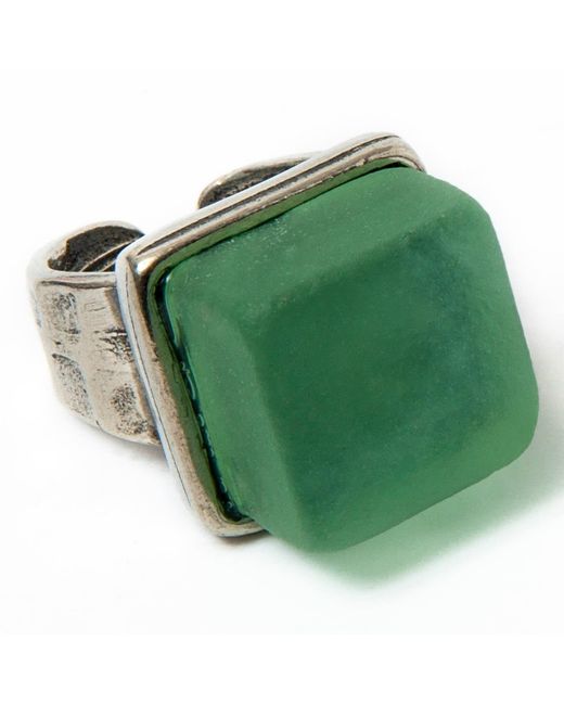 Smart Glass Jewelry Green Recycled Bottle Glass Cube Ring Antique Clear