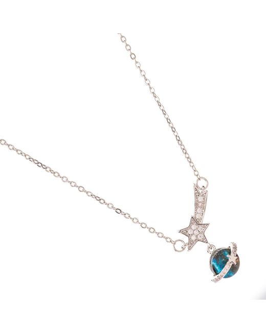 Ebru Jewelry Metallic Cosmic Journey Opal Star Drop Necklace