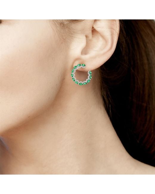 Artisan Green Emerald And Diamond Hoop Earrings