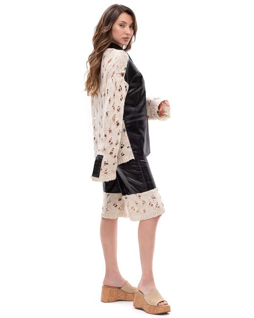 Maison Bogomil Black Edge Contrast – Cropped Eco-Leather & Knit Shorts