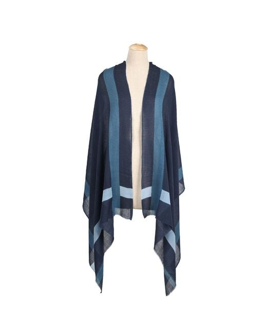 Heritagemoda Blue Neutrals Handpainted Wool Scarf