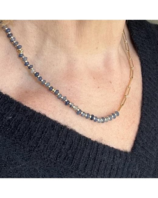 Clemence Wren Metallic Jade Stone Paperclip Necklace