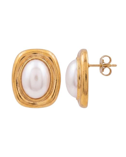 Latelita London Metallic Carrington Oval Pearl Knot Earrings