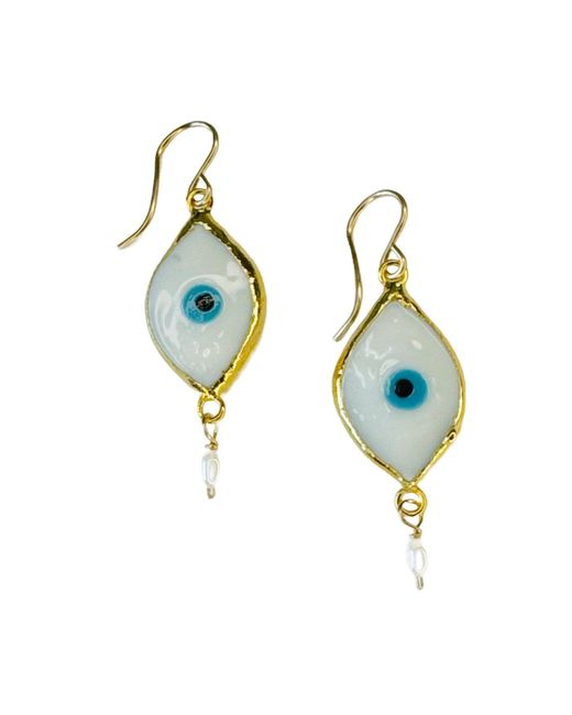 Lexi Jewelry Blue Ios Evil Eye & Pearls Drop Earrings