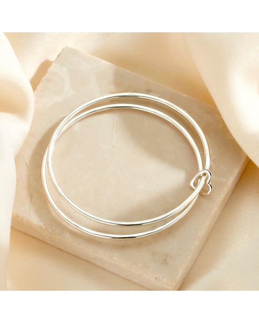 Posh Totty Designs Metallic Sterling Double Bangle With Heart