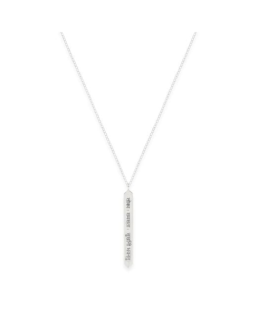 Seven Saints Metallic Sanskrit Chant, May All Beings Be Happy And Free, Rhodium Bar Necklace