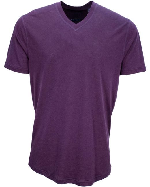 Lords of Harlech Purple Victor V-Neck Merino Shirt for men