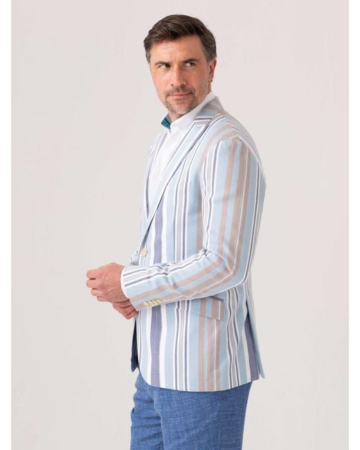 Koy Clothing Blue Lamu Striped Kikoy Blazer for men