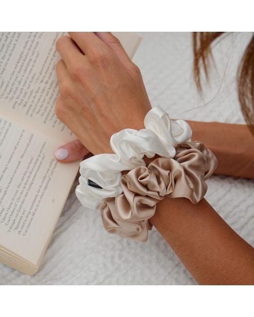 Silk Works Metallic Ivory Large Scrunchies