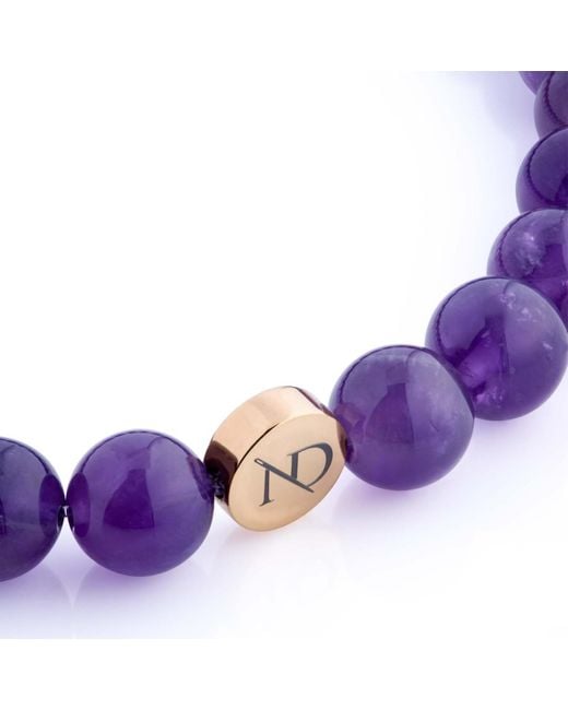 N'damus London Purple Amethyst Gemstone Bracelet With Button
