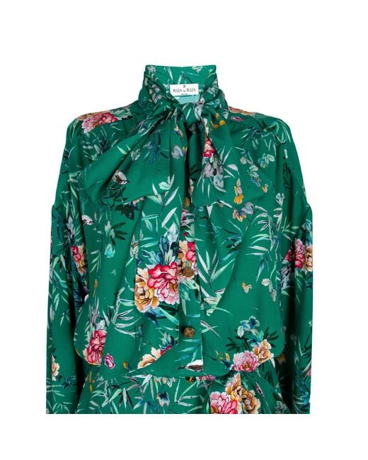 Rua & Rua Green Signature Mini Dress With Silk Lining And Floral Print