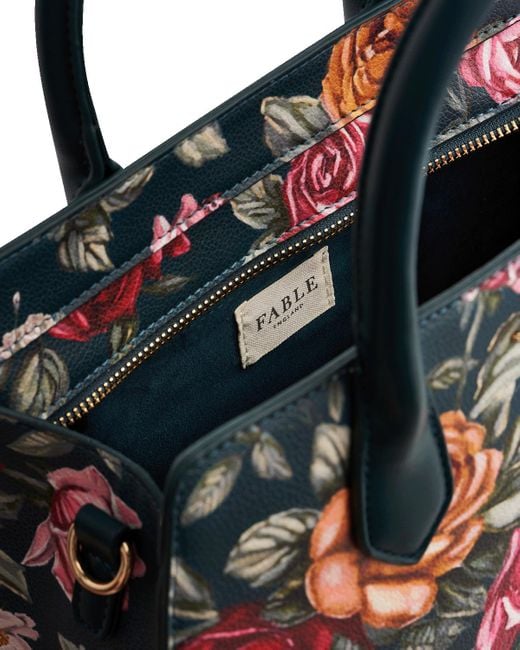 Fable England Multicolor Roses Structured Tote Medium