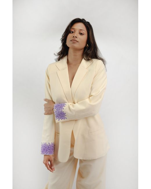 Celeste Mendis Natural Neutrals Manel Blossom Embroidered Suit Set