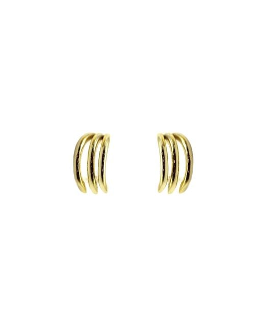 VicStoneNYC Fine Jewelry Metallic Three-Layer Line Huggie Vermeil Earrings