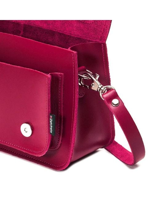 Zatchels Red Handmade Leather Micro Satchel Plus