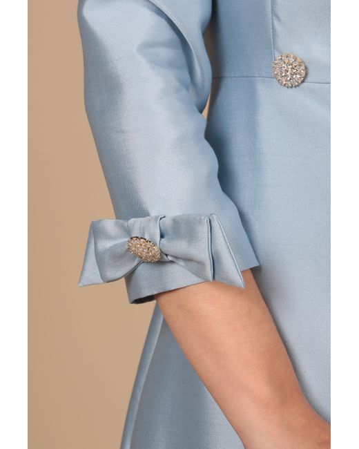 Santinni Blue Astor Silk Taffeta Dress Coat