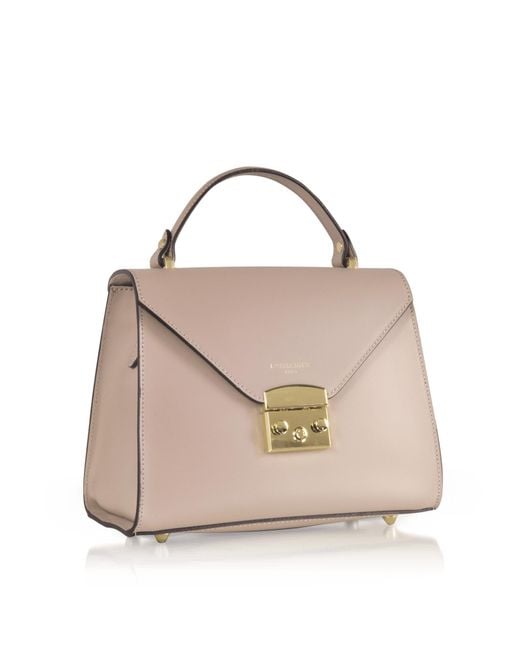 Le Parmentier White Neutrals Peggy Leather Top Handle Satchel Bag