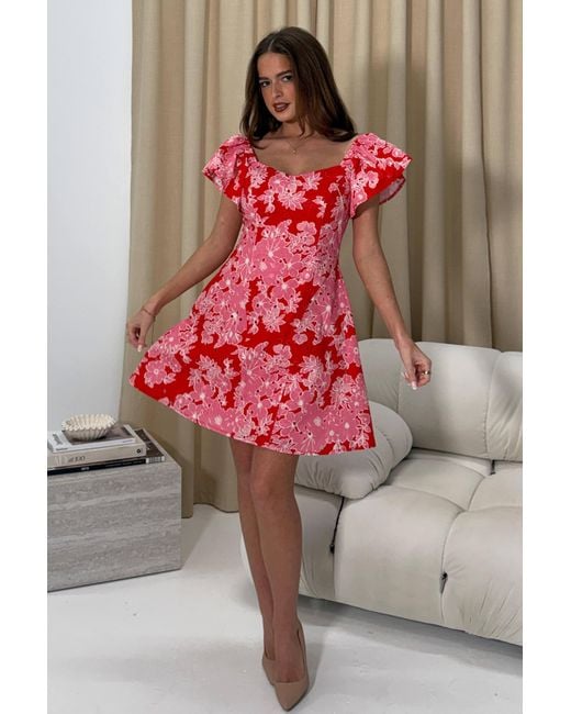 Girl In Mind Red Alex Broiderie Anglais Mini Dress
