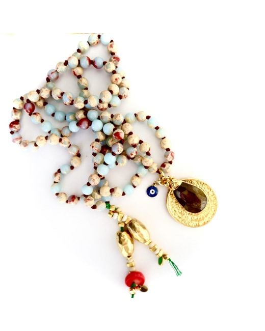 Persia Dona Jewelry Metallic Luxe Riverstone Medallion Necklace