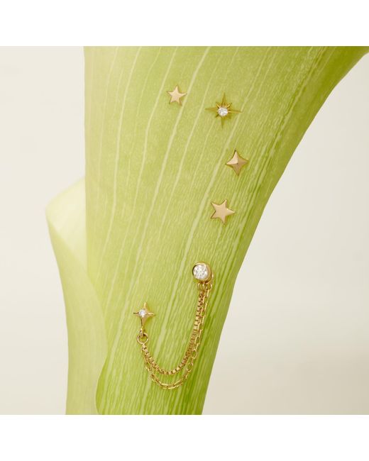 Vanhi White 14K Solid Star Flat Back Stud