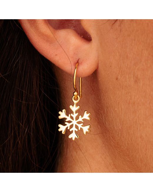 Lily Charmed Metallic 18Ct Plated Snowflake Hook Earrings