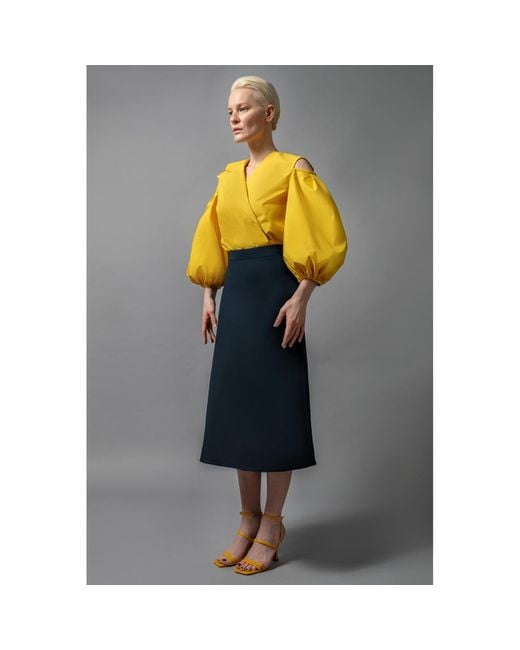 Femponiq Blue Semi Flared Cotton Skirt