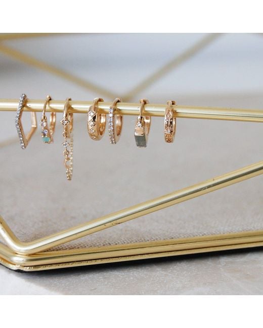 Zohreh Metallic Diamond Starburst Huggie Hoop Earring Pair 9K