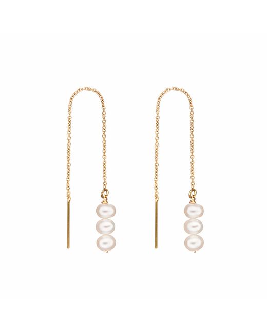 Lily & Roo Metallic Cluster Pearl Drop Threader Earrings