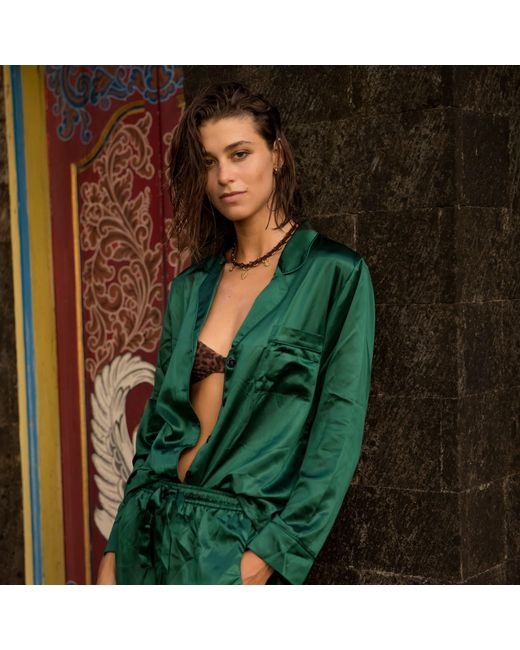 Silk Works Green Emerald Pyjama Set