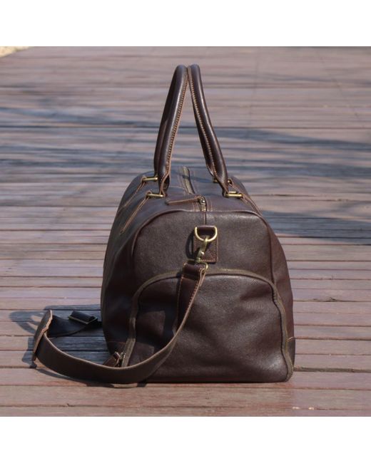 Touri Black Genuine Leather Gym Bag With Shoe Storage for men