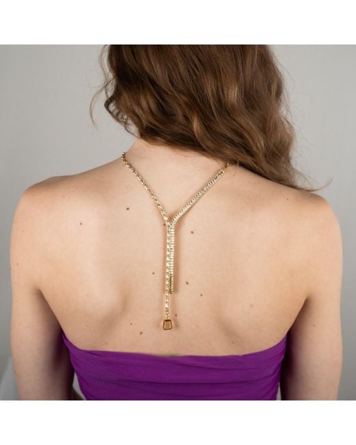 Rare Matters Jewelry Metallic Neutrals Golden Hour Clear Lariat Necklace