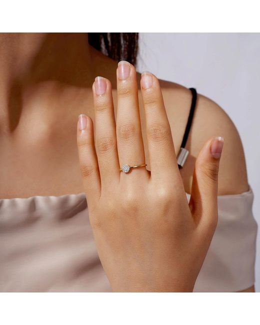 Diamonbliss Metallic Round Shapre Pave Dainty Band Ring, Platinum