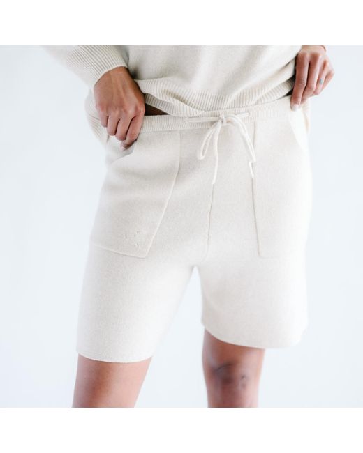 Zenzee White Neutrals Cashmere Cargo Pocket Shorts