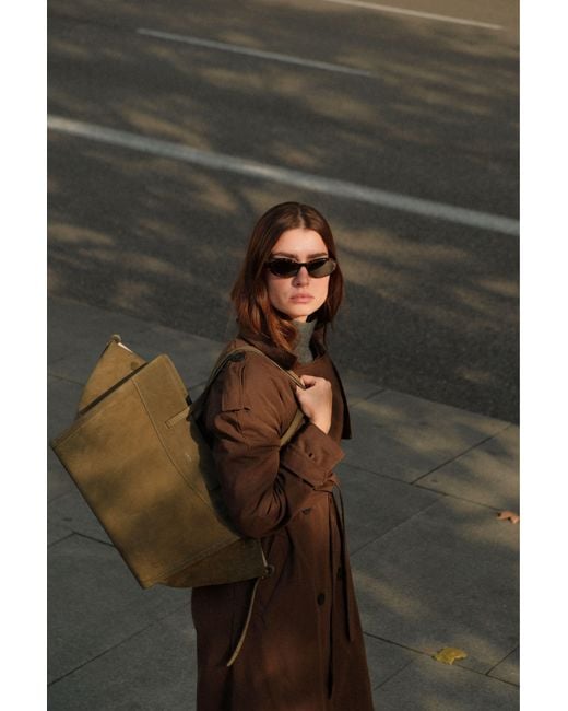 Saonara Brand Green Shopping Bag Suede