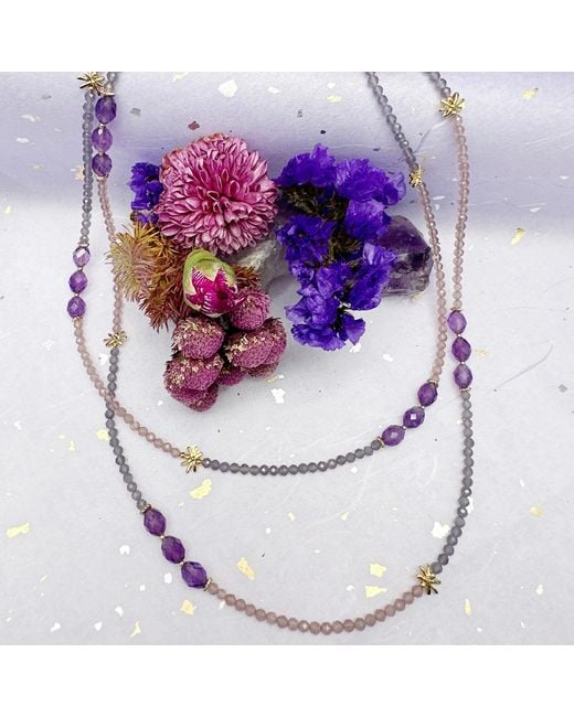 Farra Metallic Gemstone Color Matching Versatile Long Necklace