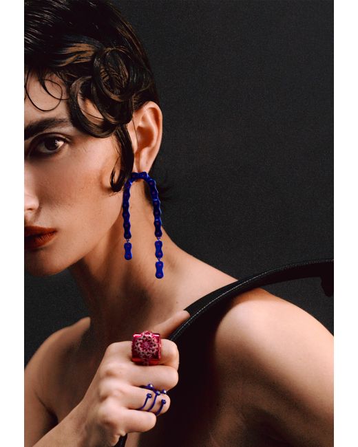 Lavani Jewels Blue Vallecas Chain Earrings