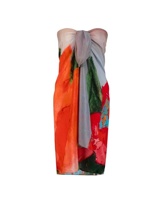 DHARA SHETH DUBAI Red Coral Mirage Tube-Style Sarong