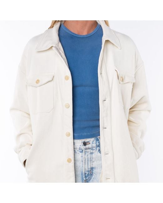 Ariko Natural Cream Bucky Split Hem Shirt Jacket