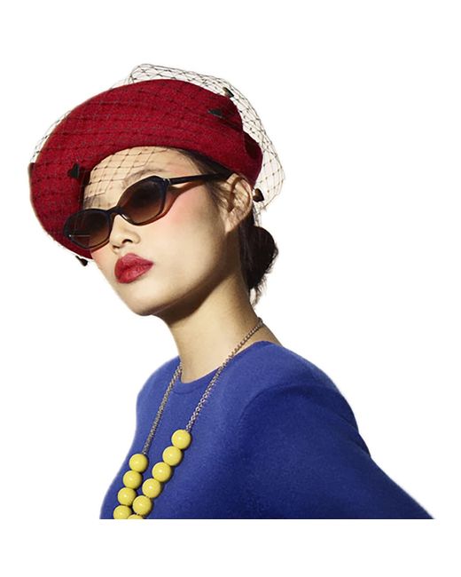 Misa Harada Millinery Red Floe Heart Veiled Beret