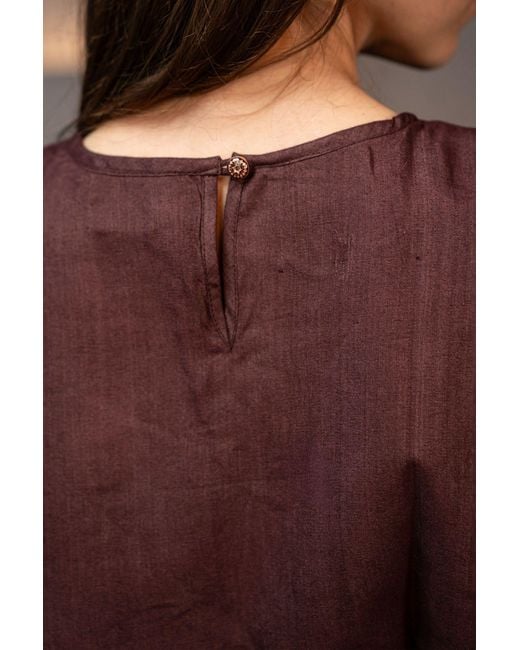 Stovaria Brown Chocolate Handwoven Cotton Silk Structured Sleeveless Top