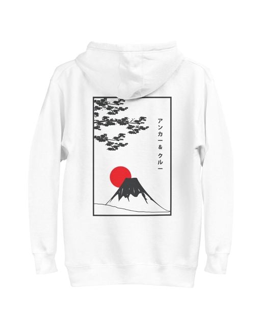 Anchor and Crew White Mount Fuji Landmark Cotton Blend Hoodie for men