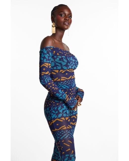 Ofuure Blue Anu Off-Shoulder Top