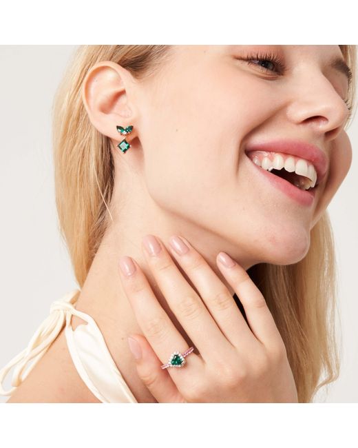 Juvetti Green Amore White Gold Earrings Emerald & Diamond