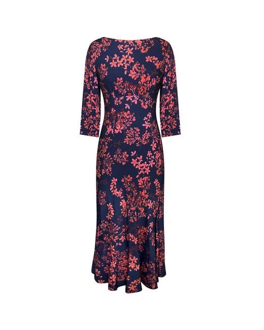Alie Street London Purple Maxine Asymmetric Dress Bronzed Blooms