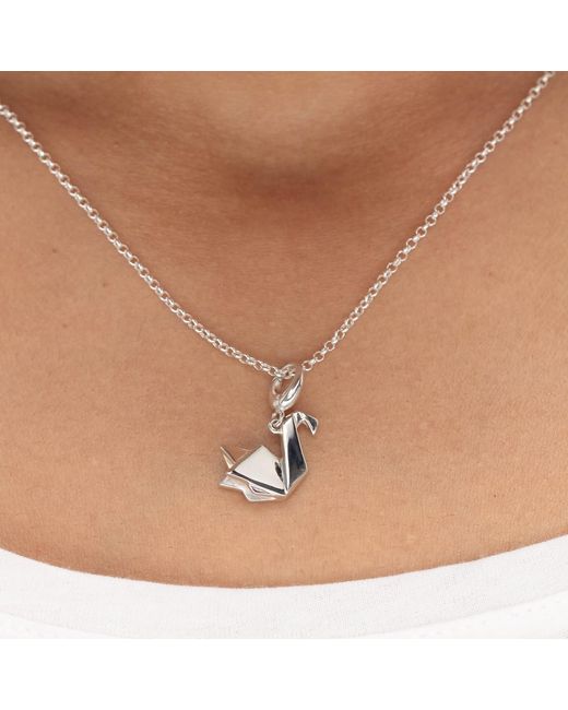 Lily Charmed Metallic Sterling Origami Swan Charm Necklace