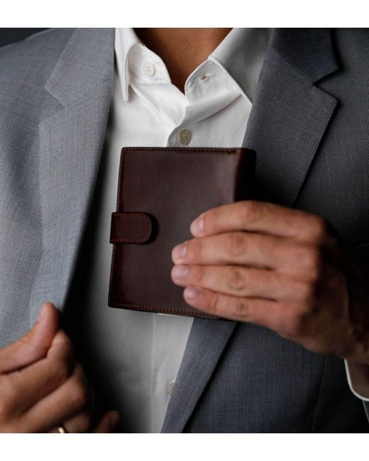 Time Resistance Brown Leather Bifold Wallet With A Snap Closure for men