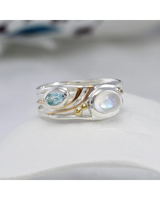 Isla Silver White Moonstone & Topaz Ring