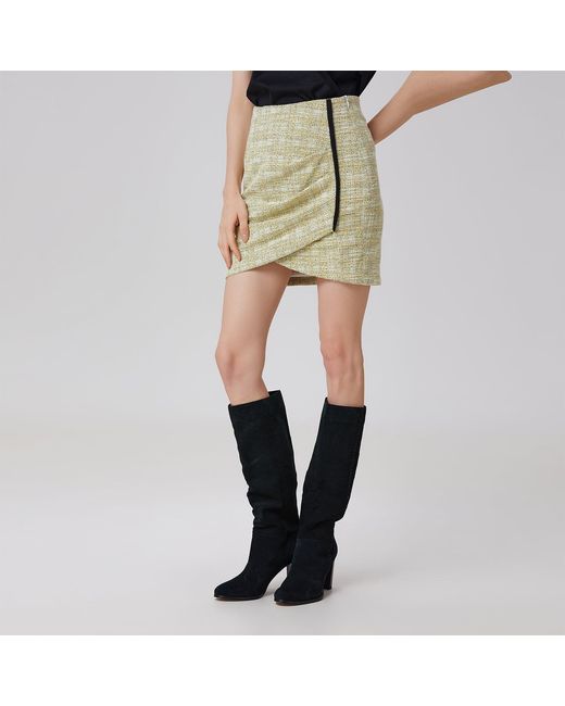 Smart and Joy Green Short Skirt With Side Drape And Bias