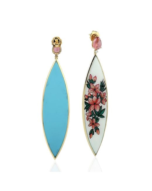 Artisan Yellow Tourmaline Marquise Shape Dangle Earrings 18k Gold Diamond Bakelite
