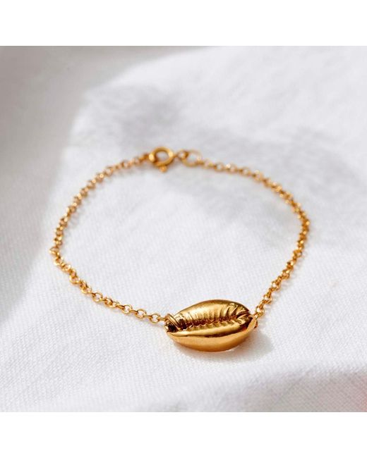 Posh Totty Designs Metallic Yellow Gold Plated Cowrie Shell Bracelet